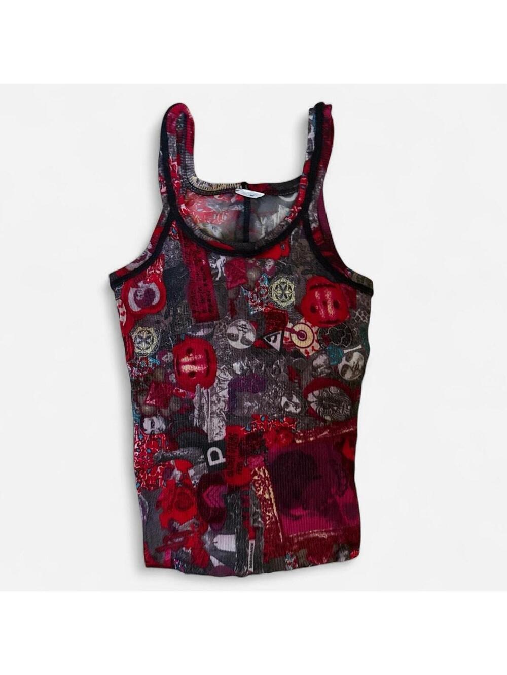 Y2K Graphic Print Tank Top in Red